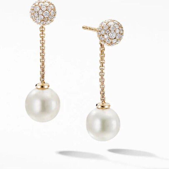 David Yurman Solari Chain earrings. 10.39mm pearls on dangle chains - Picture 8 of 8
